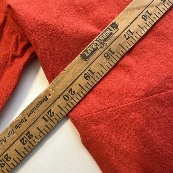 Misslook Womens Red Tunic Top Shirt Asymmetrical Hem Pockets Cotton 3/4 Sleeve - Picture 3 of 11